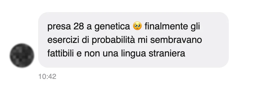 Messaggio di uno studente dopo l'esame