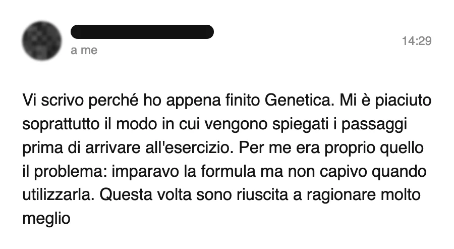Messaggio di uno studente dopo l'esame