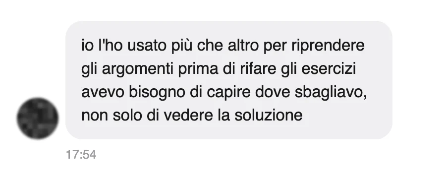 Messaggio di uno studente dopo l'esame