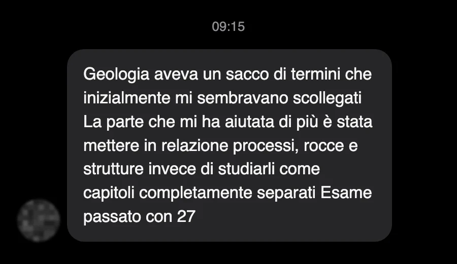 Messaggio di uno studente sul Manuale di Geologia