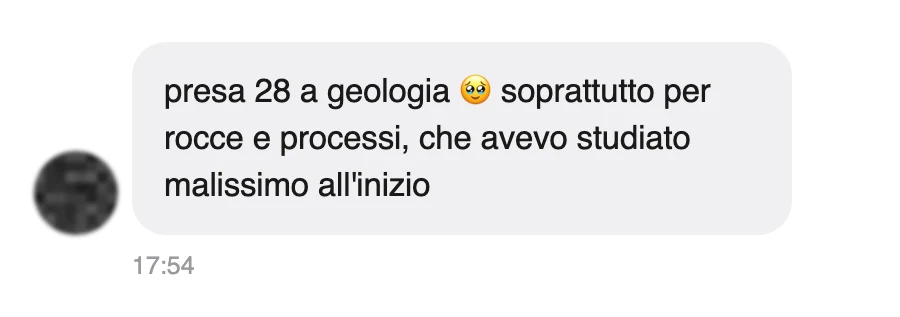 Messaggio di uno studente dopo l'esame