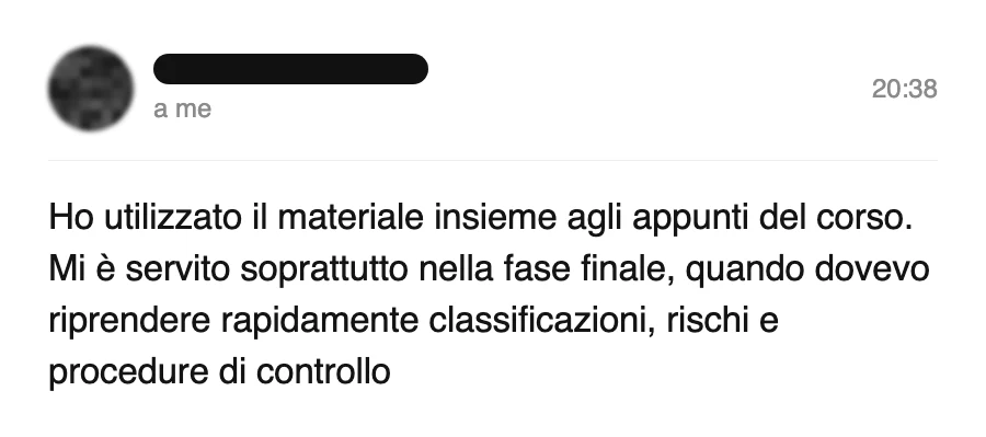 Messaggio di uno studente dopo l'esame