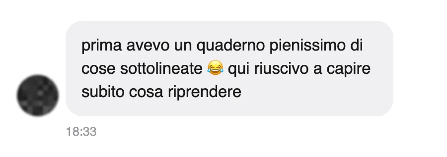 Messaggio di uno studente dopo l'esame