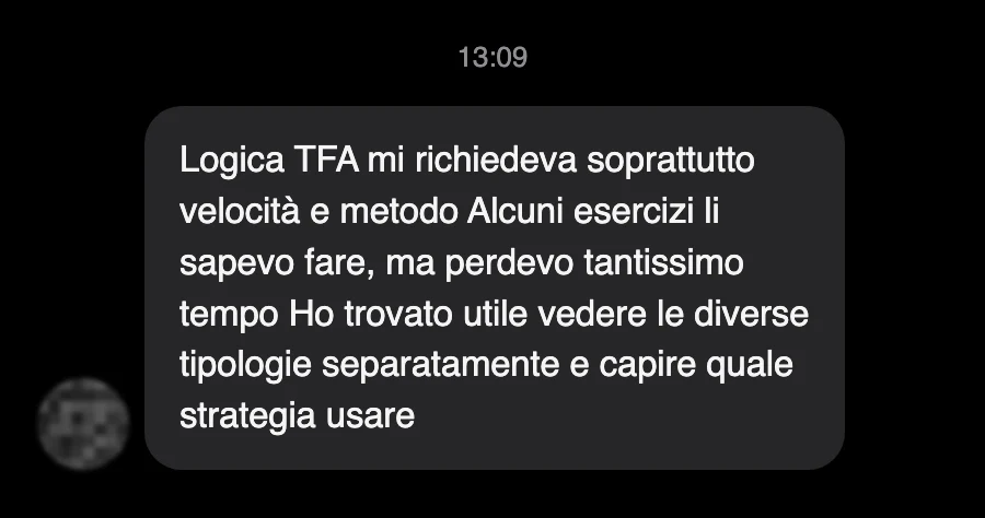 Messaggio di uno studente dopo l'esame