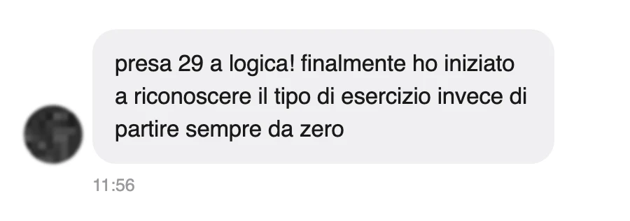 Messaggio di uno studente dopo l'esame