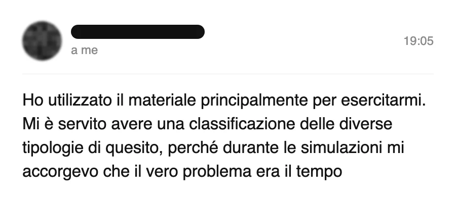Messaggio di uno studente dopo l'esame