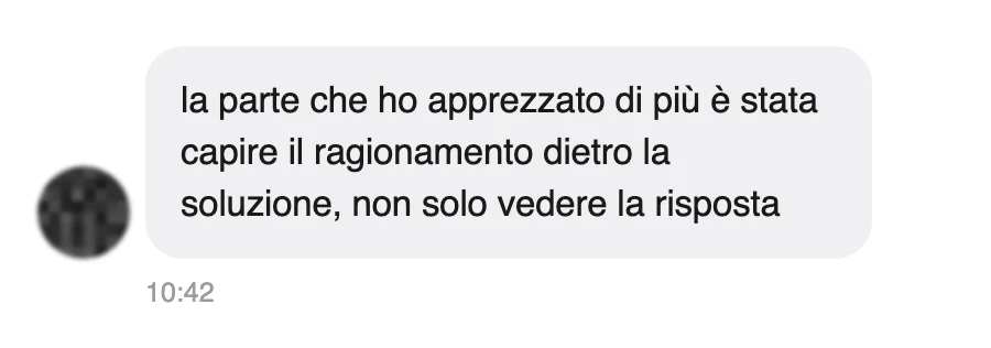 Messaggio di uno studente dopo l'esame