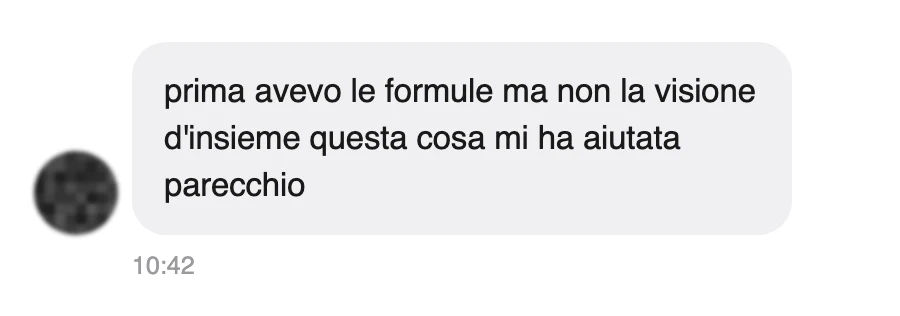 Messaggio di uno studente dopo l'esame