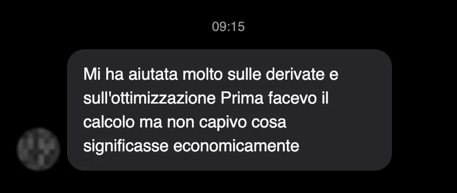Messaggio di uno studente dopo l'esame
