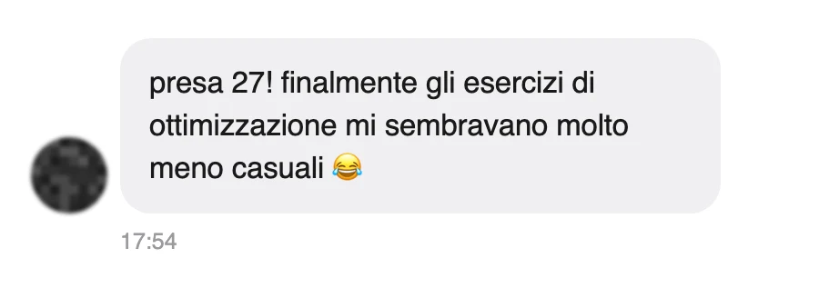 Messaggio di uno studente dopo l'esame