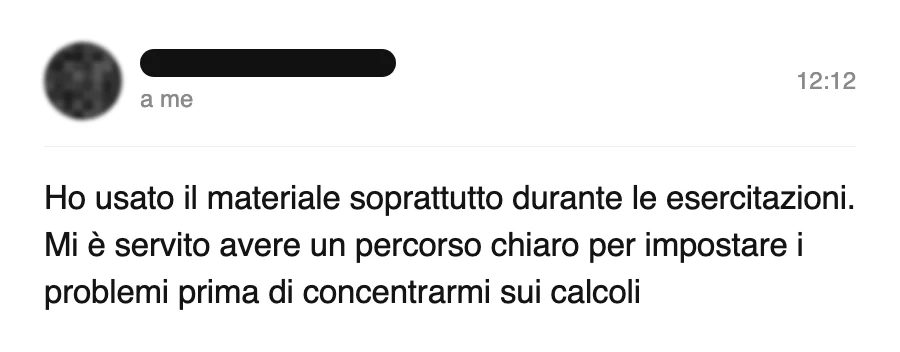 Messaggio di uno studente dopo l'esame