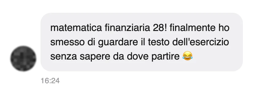 Messaggio di uno studente dopo l'esame
