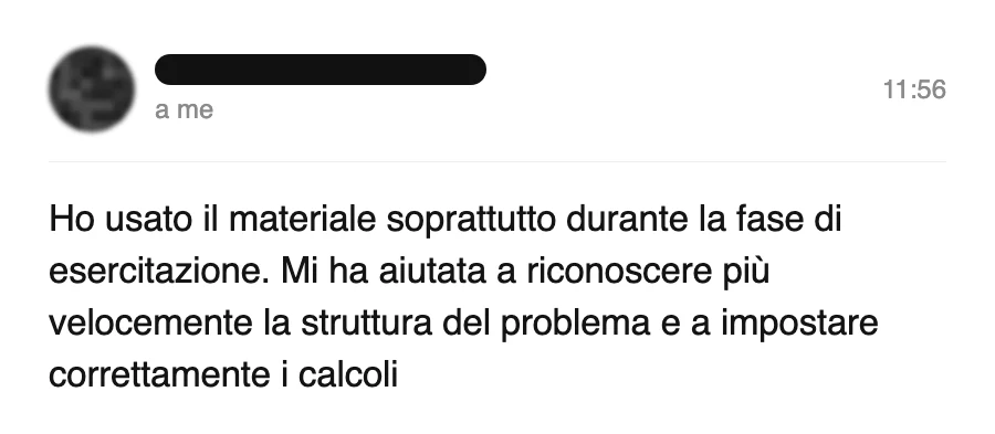 Messaggio di uno studente dopo l'esame