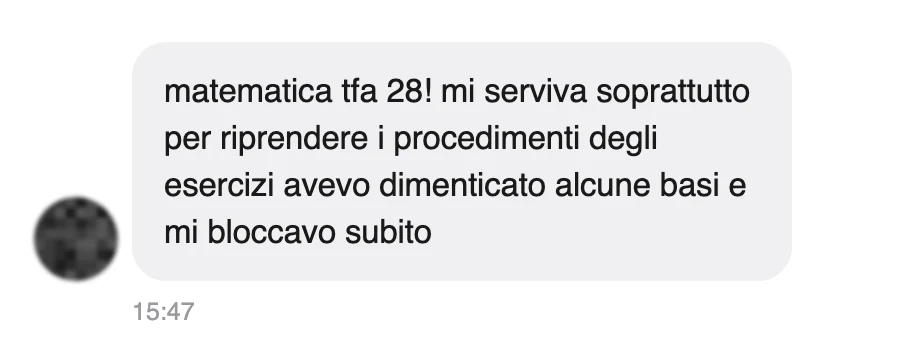 Messaggio di uno studente dopo l'esame