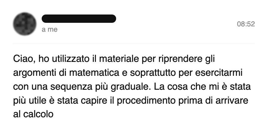 Messaggio di uno studente dopo l'esame