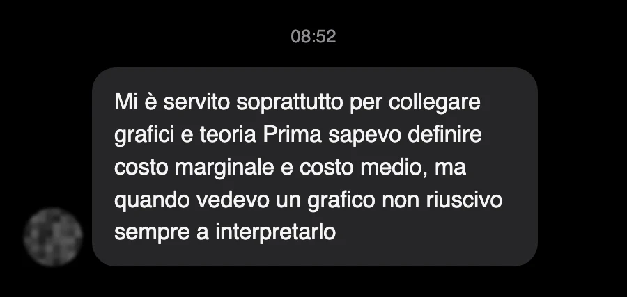 Messaggio di uno studente dopo l'esame
