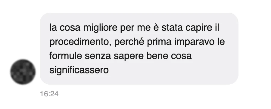 Messaggio di uno studente dopo l'esame