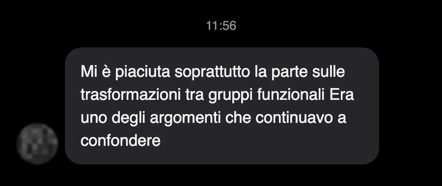 Messaggio di uno studente dopo l'esame