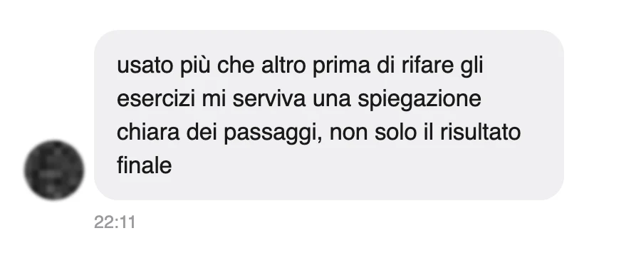 Messaggio di uno studente dopo l'esame