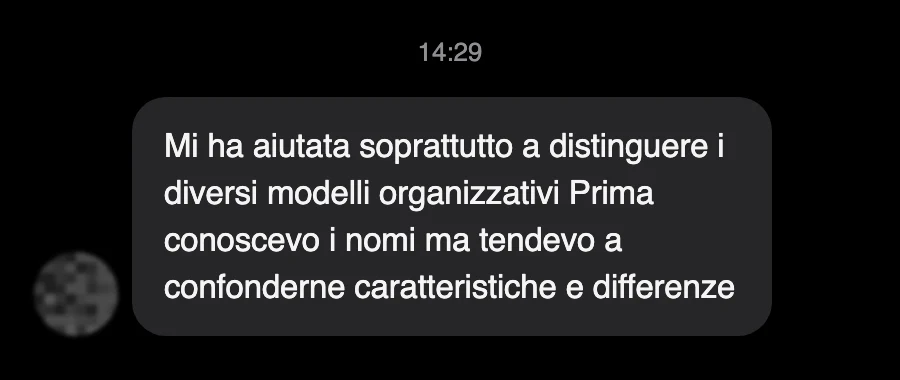 Messaggio di uno studente dopo l'esame