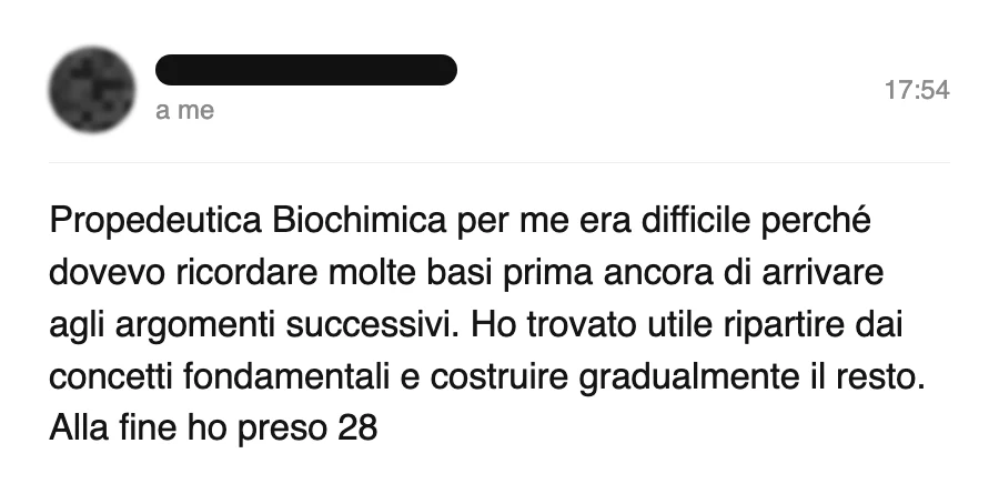 Messaggio di uno studente dopo l'esame