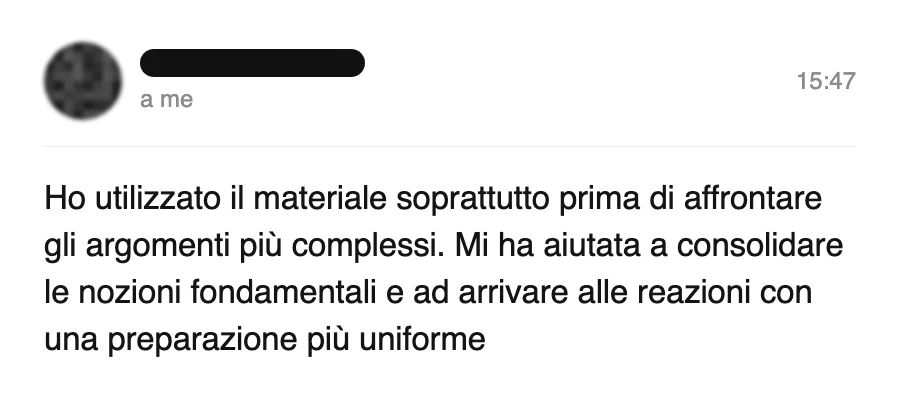 Messaggio di uno studente dopo l'esame