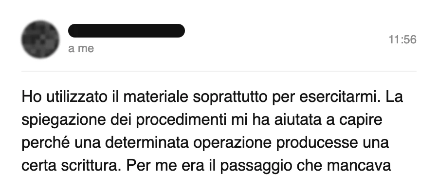 Messaggio di uno studente dopo l'esame