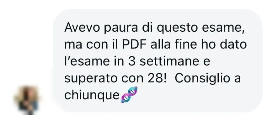 Messaggio di uno studente dopo l'esame