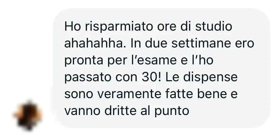 Messaggio di uno studente dopo l'esame