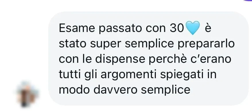 Messaggio di uno studente dopo l'esame