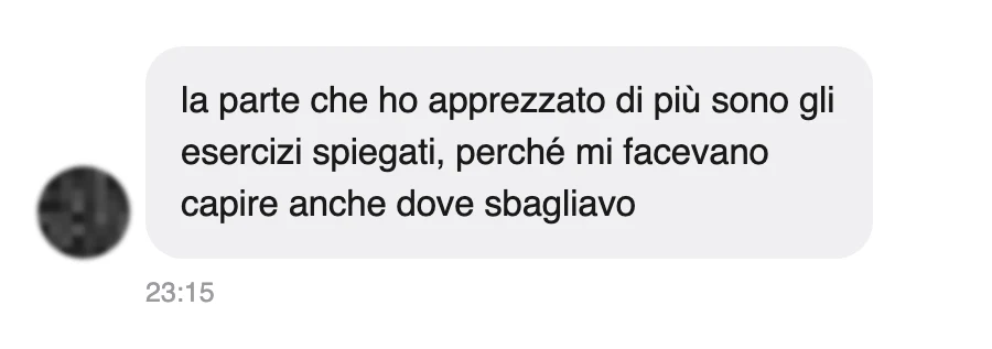 Messaggio di uno studente dopo l'esame