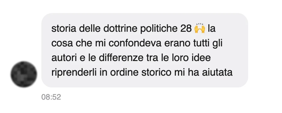 Messaggio di uno studente dopo l'esame