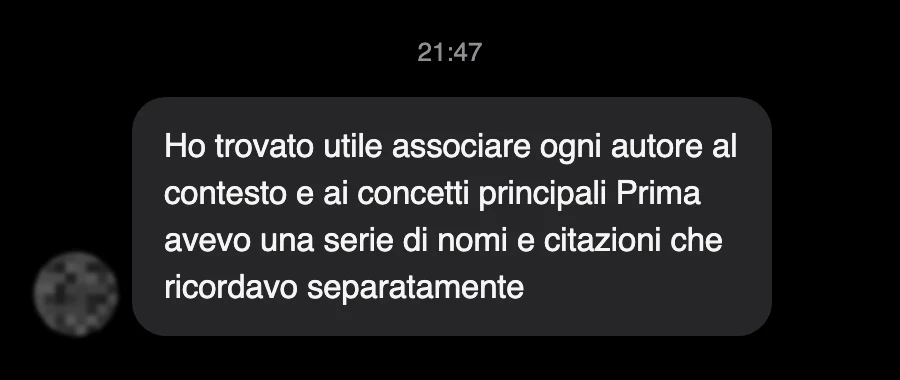 Messaggio di uno studente dopo l'esame