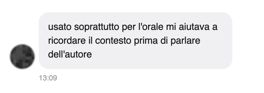 Messaggio di uno studente dopo l'esame