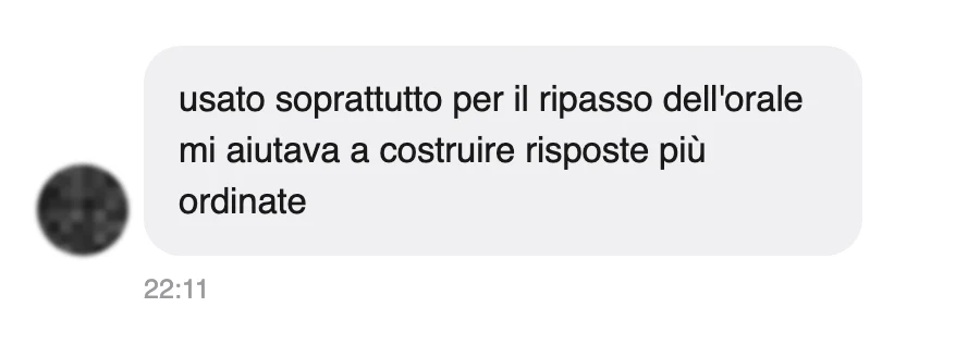 Messaggio di uno studente dopo l'esame