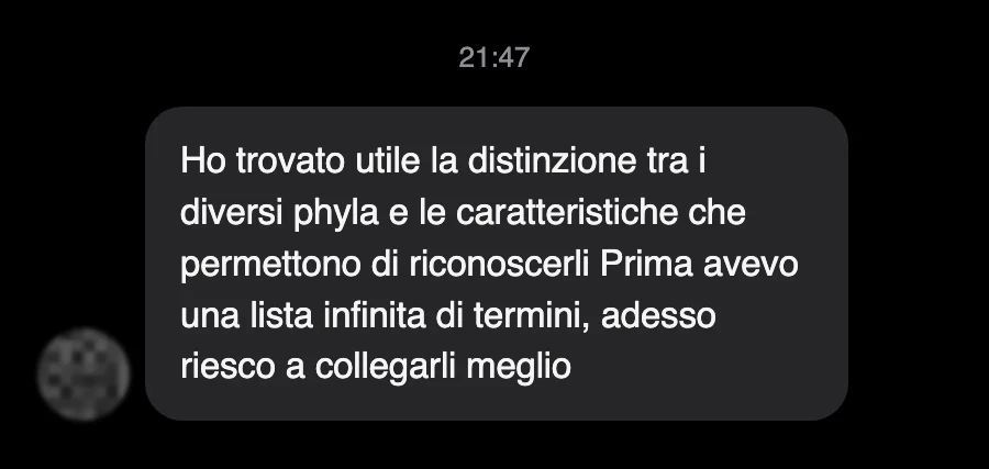 Messaggio di uno studente dopo l'esame