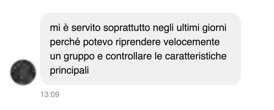 Messaggio di uno studente dopo l'esame