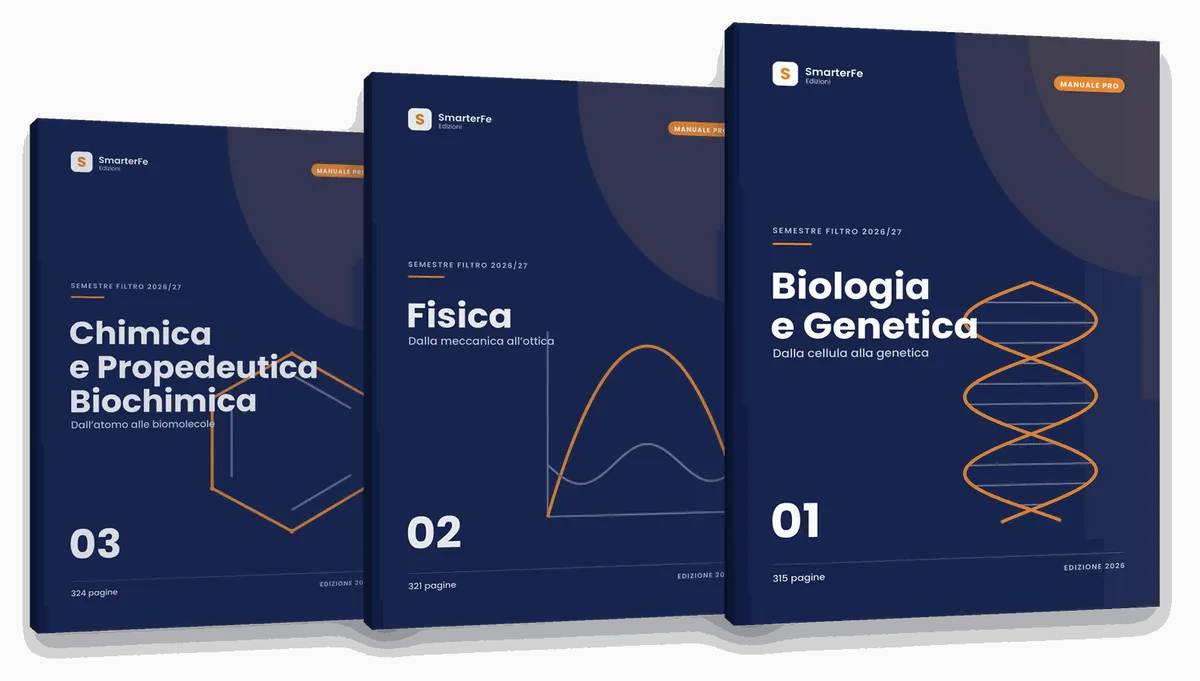 I tre Manuali del semestre filtro: Biologia e Genetica, Fisica, Chimica e Propedeutica Biochimica
