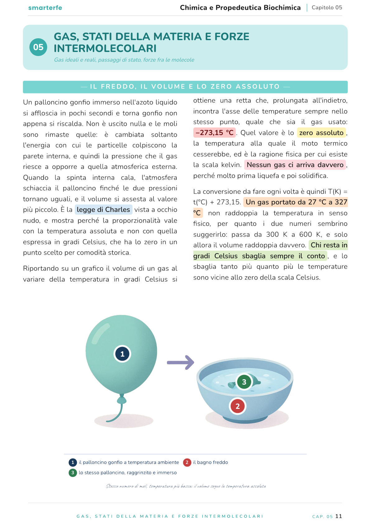 Illustrazione dal Manuale di Chimica e Propedeutica Biochimica: il freddo, il volume e lo zero assoluto