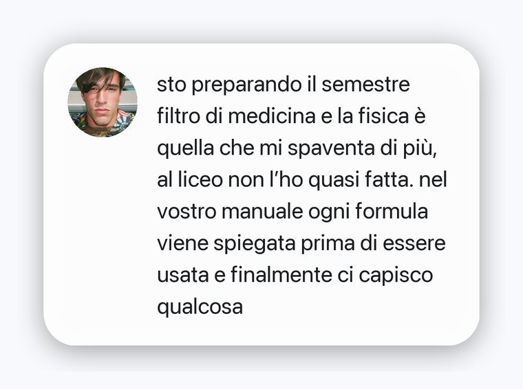 Messaggio di uno studente sul Manuale di Fisica