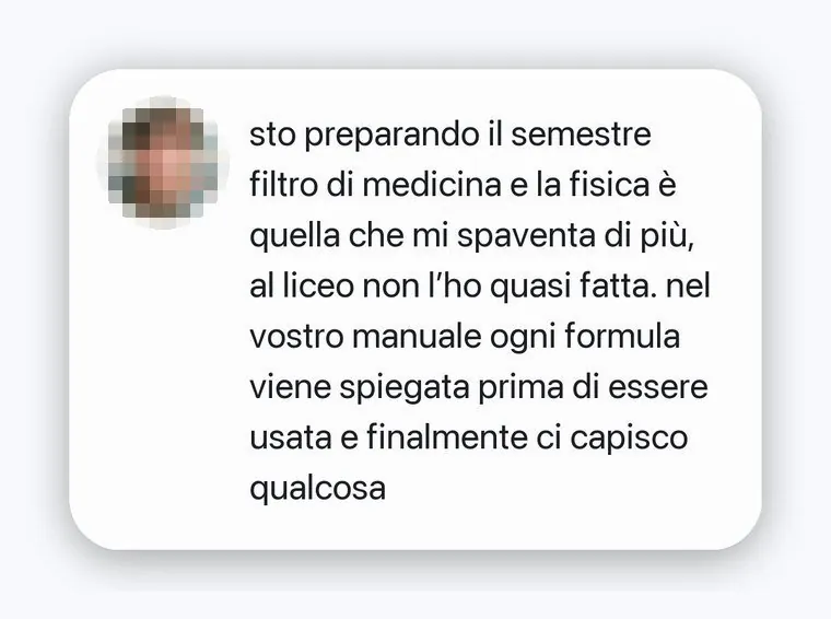 Messaggio di uno studente sul Manuale di Fisica