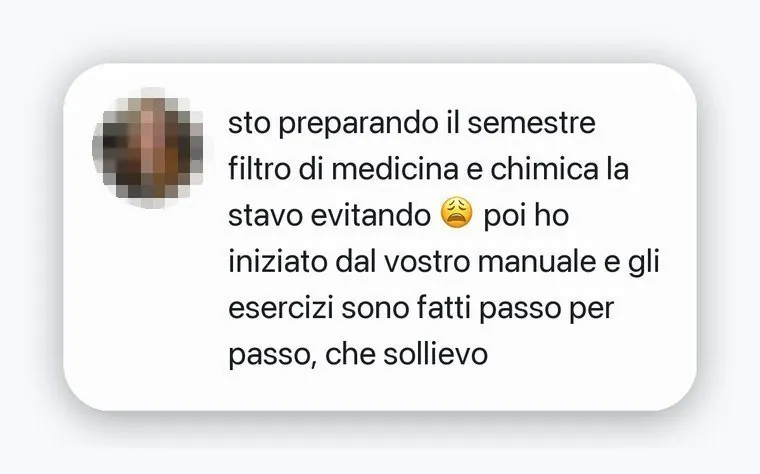 Messaggio di una studentessa sul Manuale di Chimica