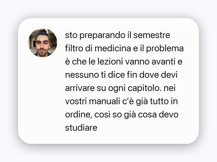 Messaggio di uno studente sul programma in ordine