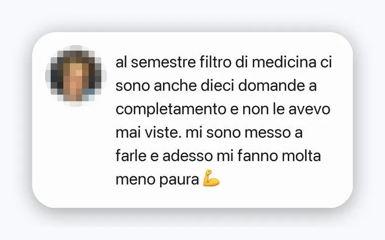Messaggio di uno studente sulle domande a completamento