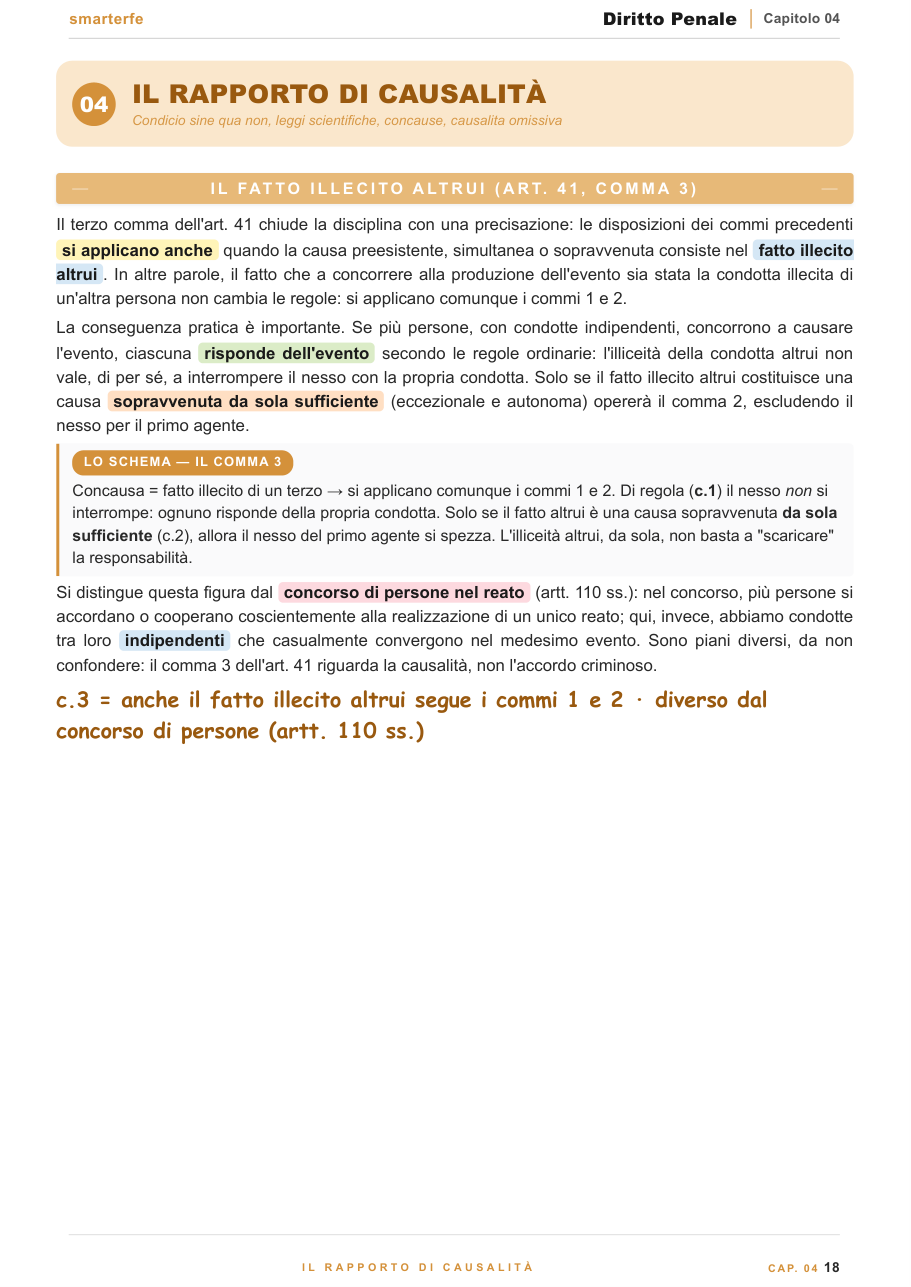 Il rapporto di causalità e l'elemento soggettivo