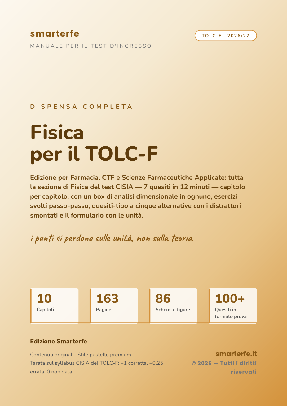 Copertina della dispensa di Fisica per il TOLC-F
