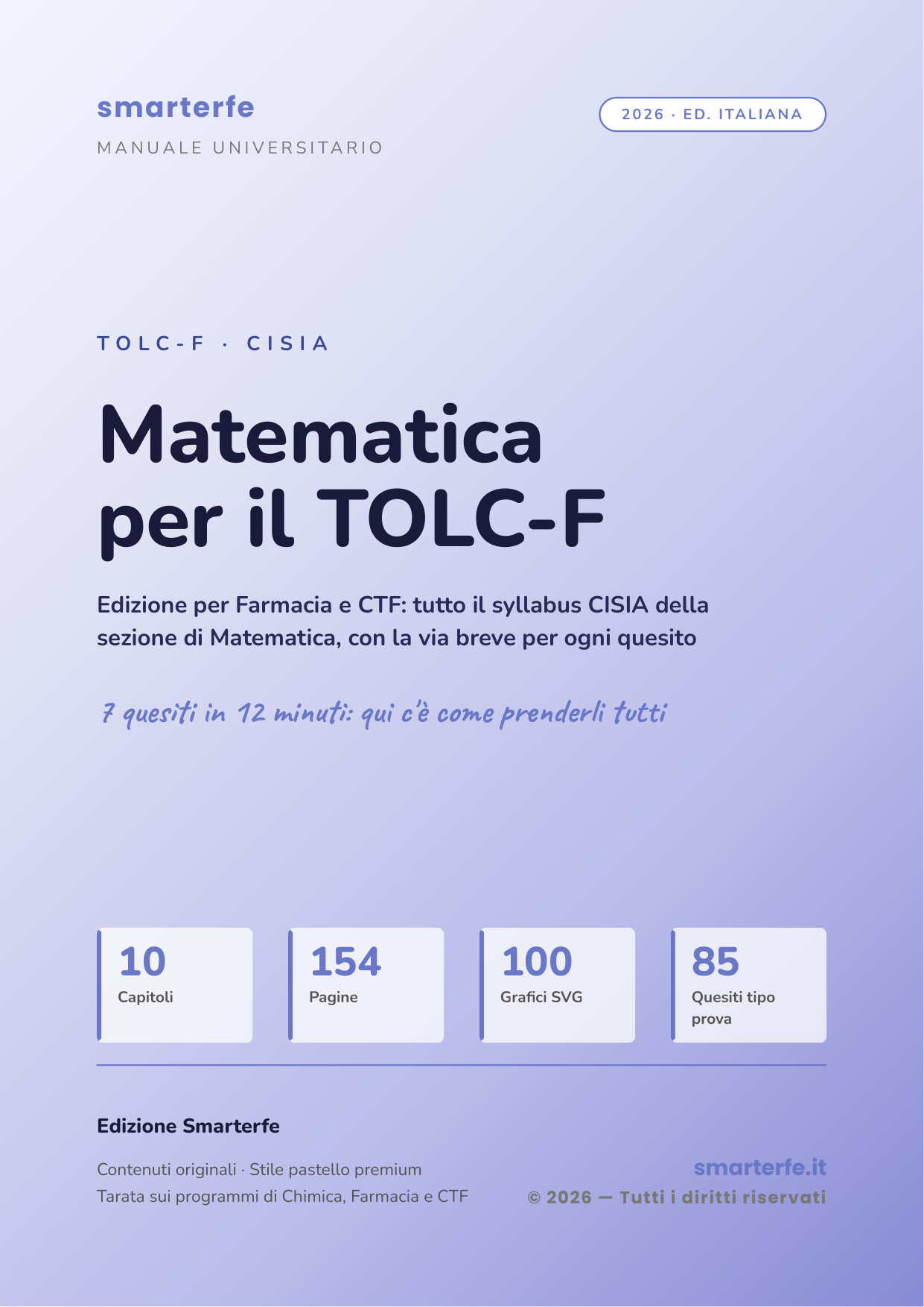 Copertina della dispensa di Matematica per il TOLC-F