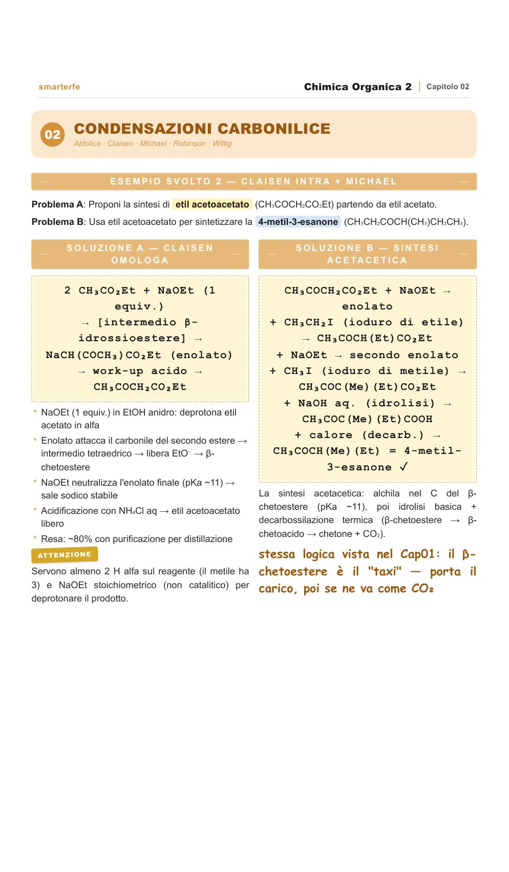 Condensazioni di Claisen e Aldolica