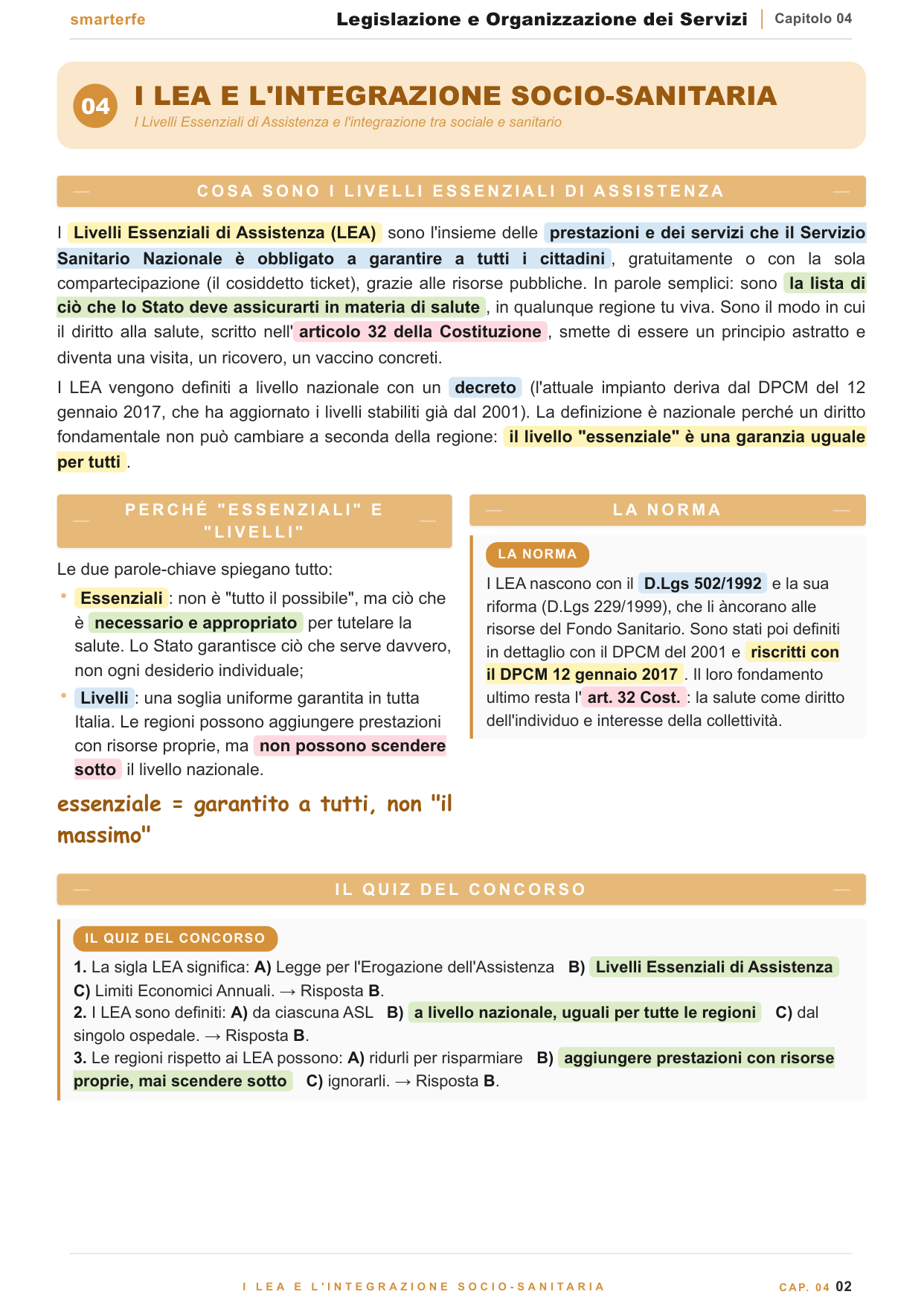 L'organizzazione della sanità: Stato, Regioni, ASL, distretto e i LEA